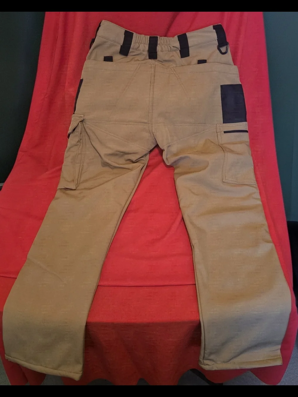 Outdoor Tactical Dress Tan Cargo Trousers with Black Contrast Panels - Size S